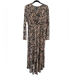 Leopard Print Long Sleeve Maxi Dress NEW